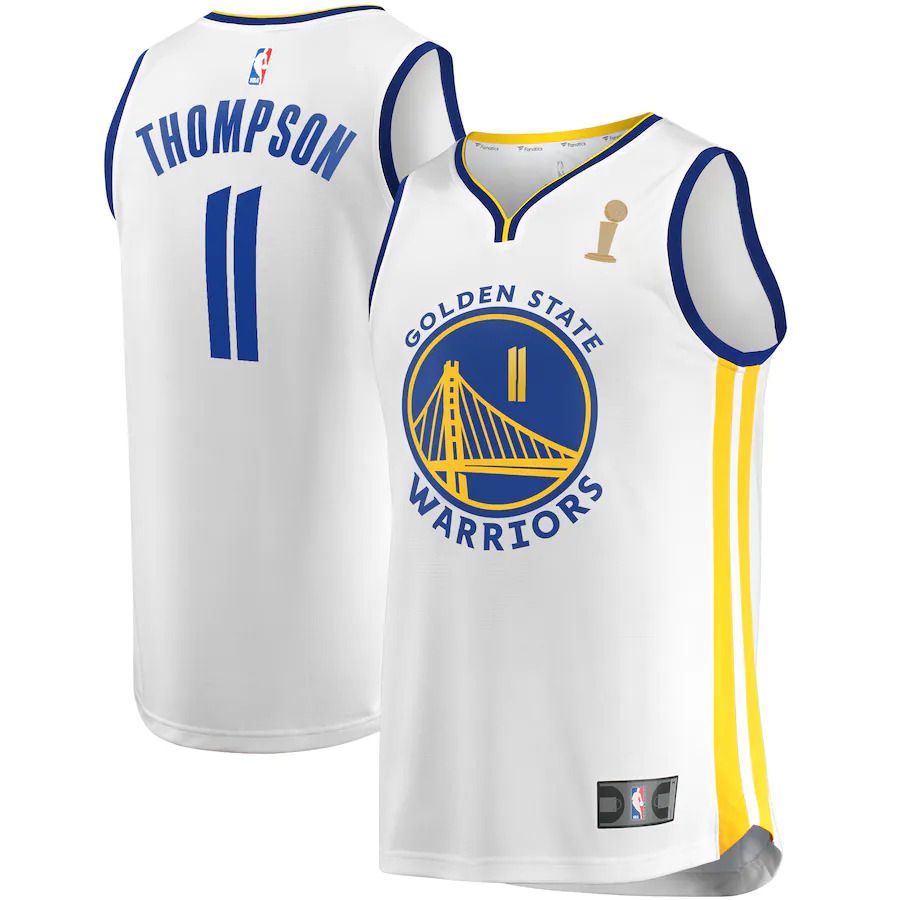 Men Golden State Warriors #11 Klay Thompson Fanatics Branded White Finals Champions Fast Break Replica Player NBA Jersey